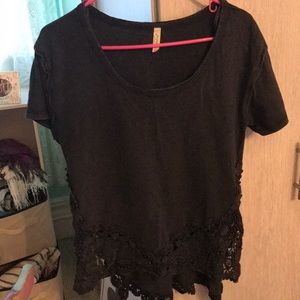 free people tunic top with lace bottom detail